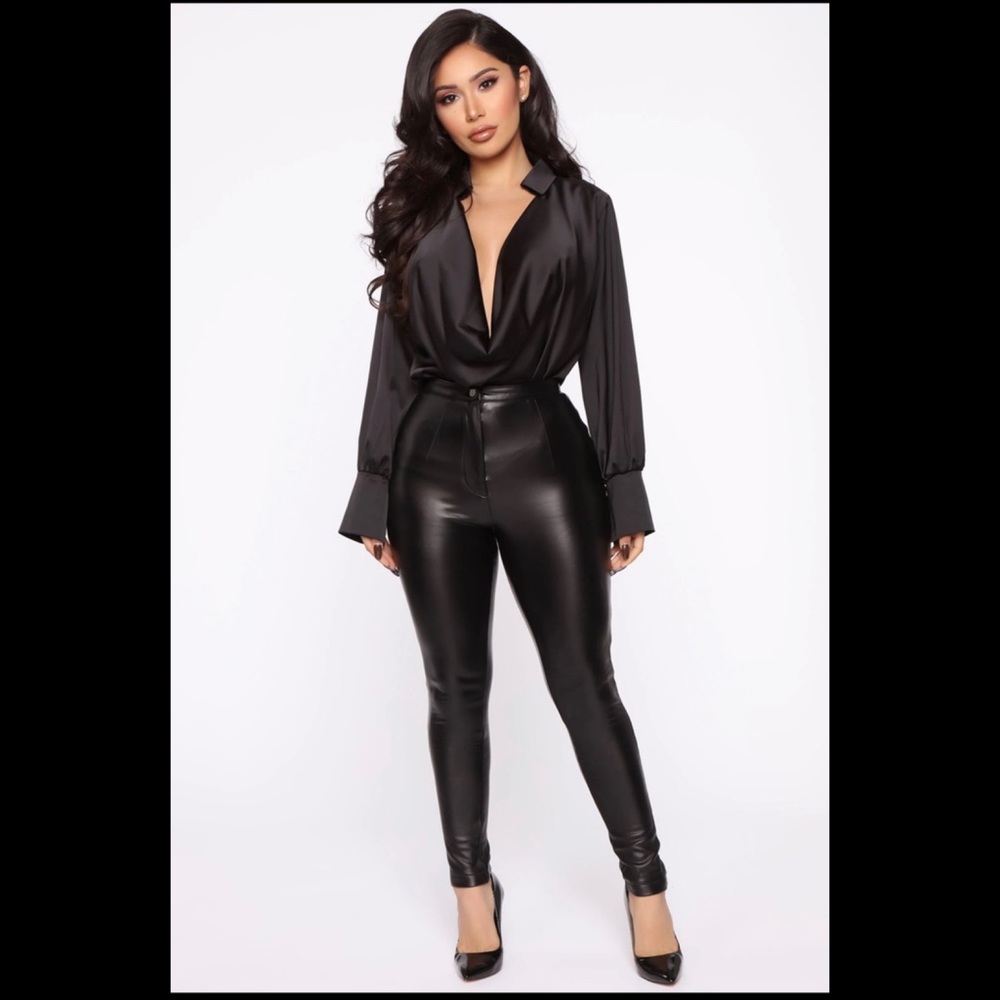 Fashion Nova Black Satin Top